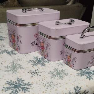 Pink Floral Cosmetic Bag Set